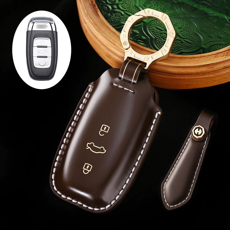 Handmade High-end Cowhide Key Protection Cover, Suitable for Audi A8, A4L, and A6L