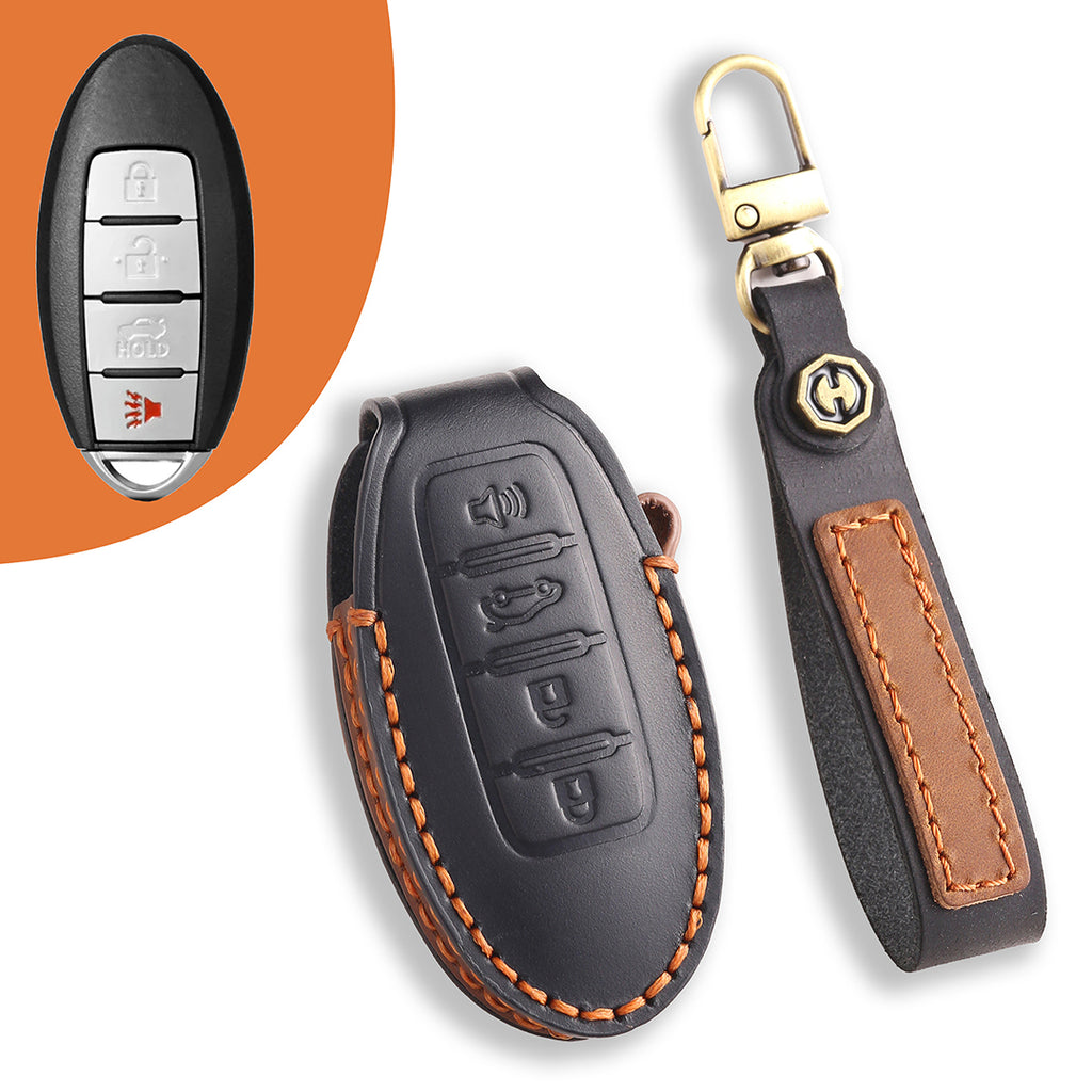 Leather Smart Car Key Cover Case for Nissan X-Trail, Qashqai, Tiida, Altima, and Sylphy