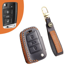 Load image into Gallery viewer, Genuine Leather Key Fob Cover for All 3-Button Volkswagen Key Fobs