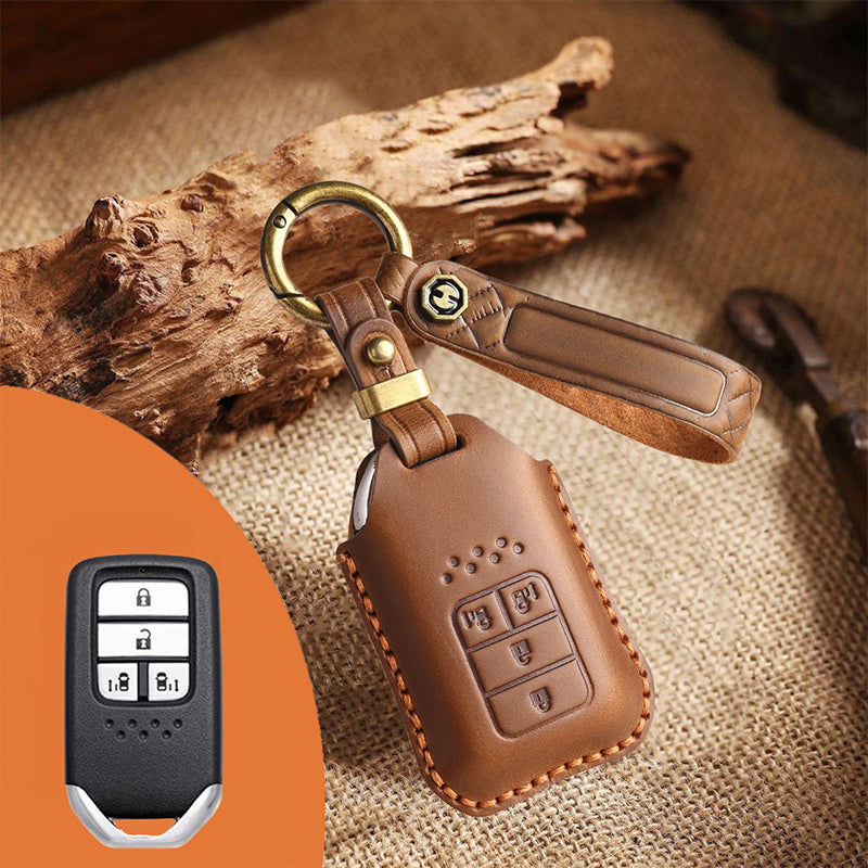 Genuine Leather Key Fob Cover for Honda