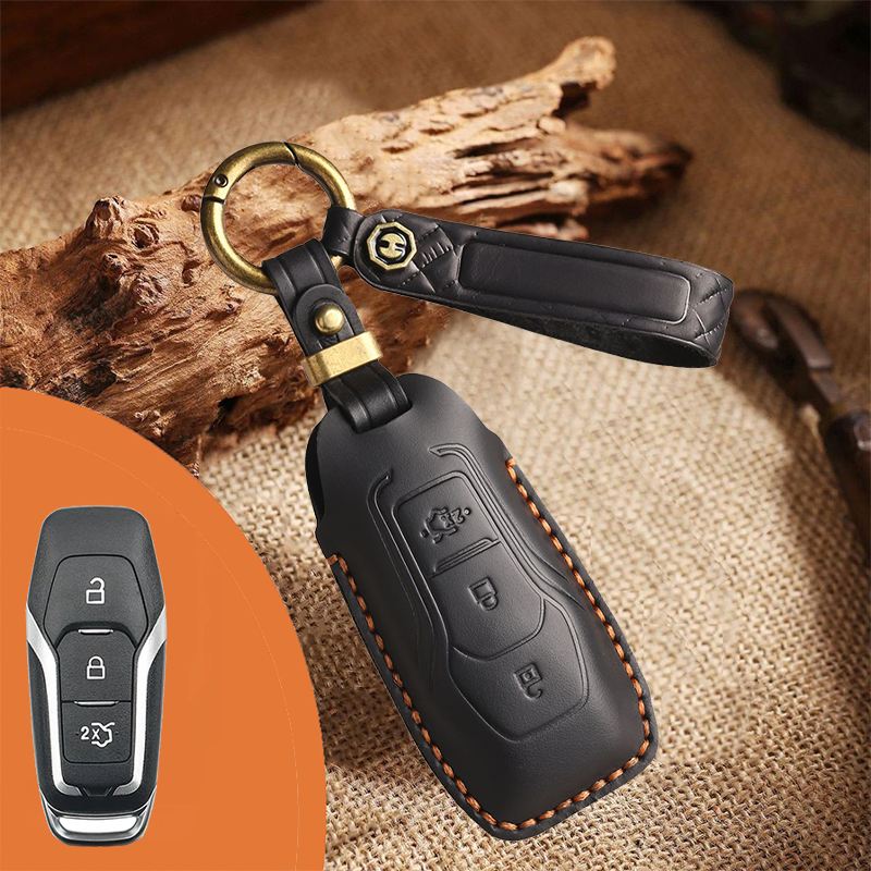 Genuine Leather Key Fob Cover for Ford (3-5 Buttons)