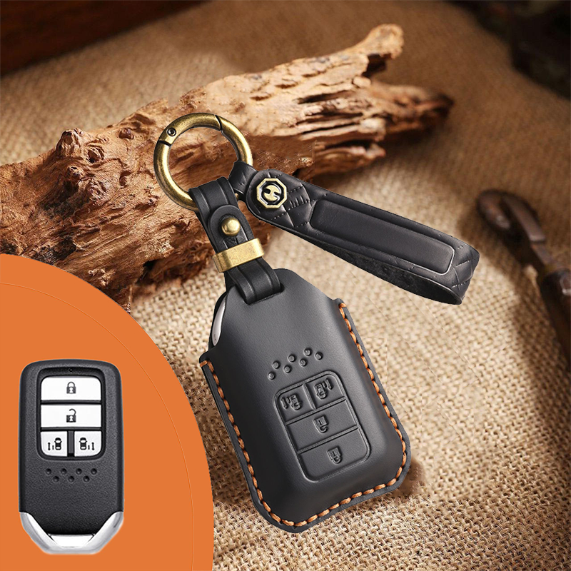 Genuine Leather Key Fob Cover for Honda