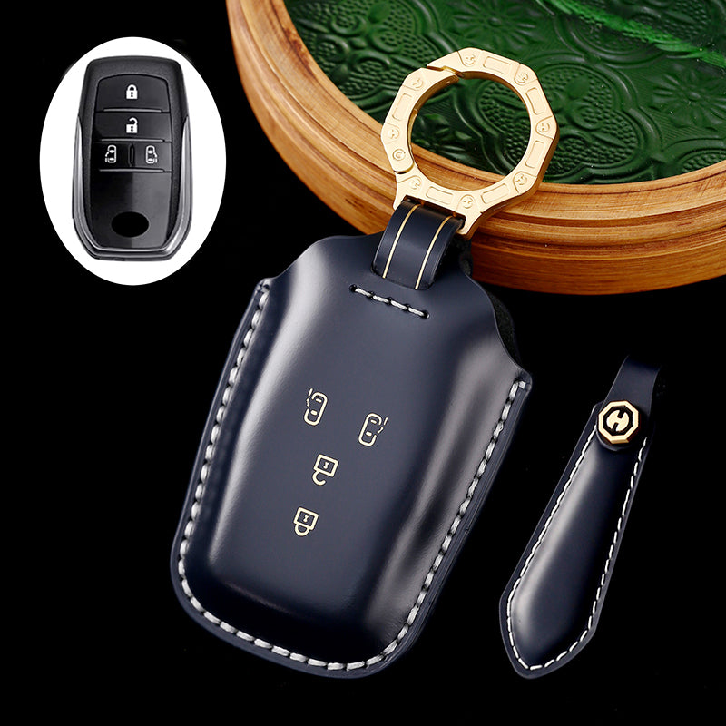 High-End Leather Key Cover with Gift Box, Suitable for Toyota Highlander, Alphard, Previa, and Vellfire