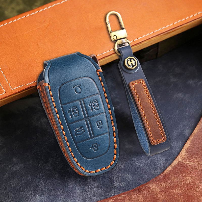 Genuine Leather Key Fob Cover for Hyundai (3-7 Buttons)