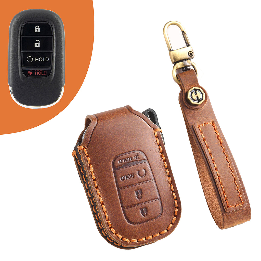 Leather Car Key Covers for Honda Models Accord Civic CR-V HR-V Pilot