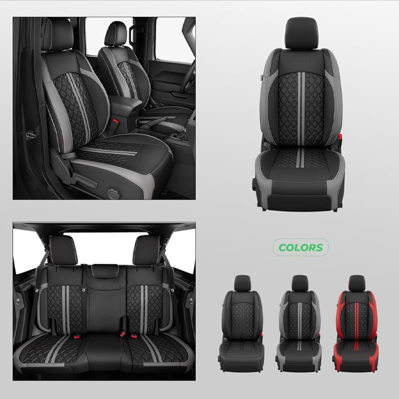Jeep Wrangler JK JL Seat Covers 2007–2026 2 Door & Unlimited Custom Fit Leather