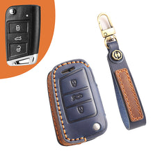 Load image into Gallery viewer, Genuine Leather Key Fob Cover for All 3-Button Volkswagen Key Fobs