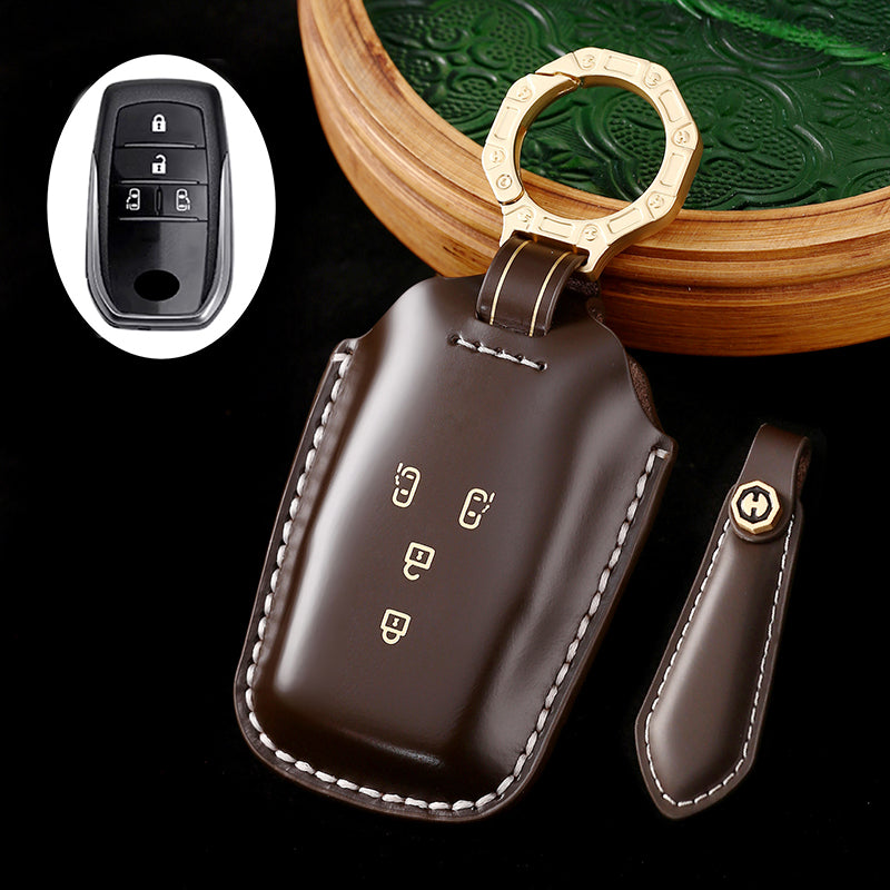 High-End Leather Key Cover with Gift Box, Suitable for Toyota Highlander, Alphard, Previa, and Vellfire