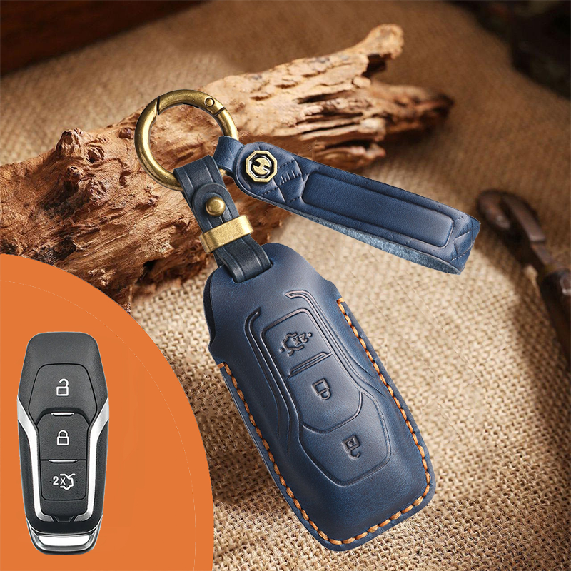 Genuine Leather Key Fob Cover for Ford (3-5 Buttons)