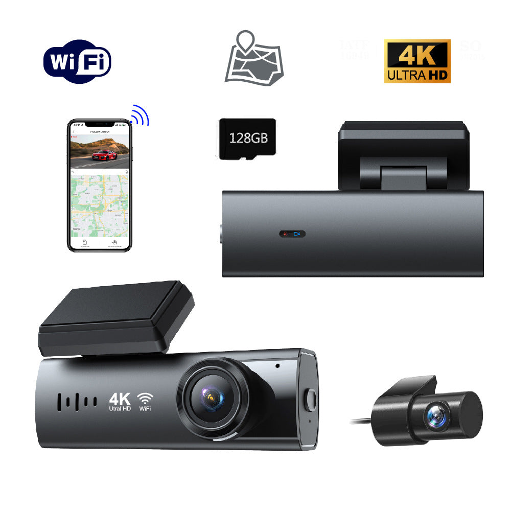 4K Dash Cam Front and Rear with WiFi & GPS, Mini Hidden Car Camera Recorder