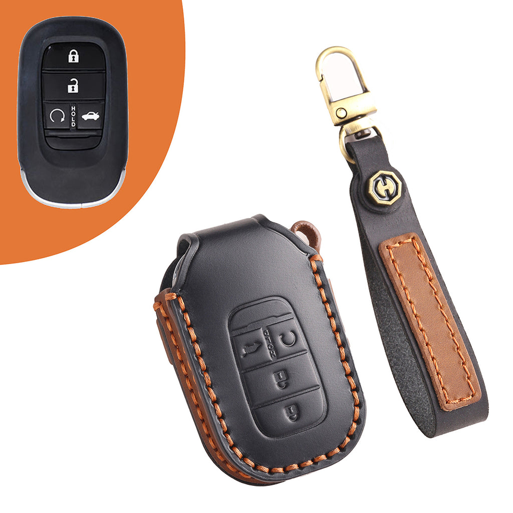 Leather Car Key Covers for Honda Models Accord Civic CR-V HR-V Pilot