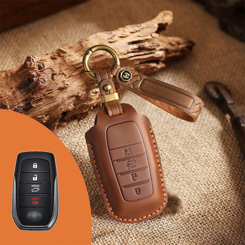 Genuine Leather Key Fob Cover for Toyota