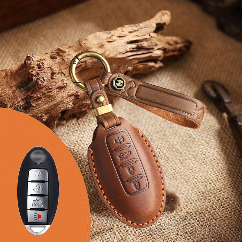 Genuine Leather Key Fob Cover for Nissan (3-5 Button)