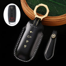 Load image into Gallery viewer, Genuine Cowhide Leather Key Fob Cover with Keychain, Compatible with Nissan Models: Sylphy, Rogue, Pathfinder, X-Trail, Versa, Kicks, Ariya, Qashqai, and Teana