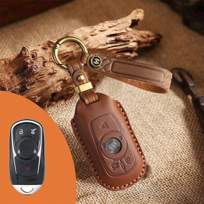 Genuine Leather Key Fob Cover for Buick (3-6 Button)