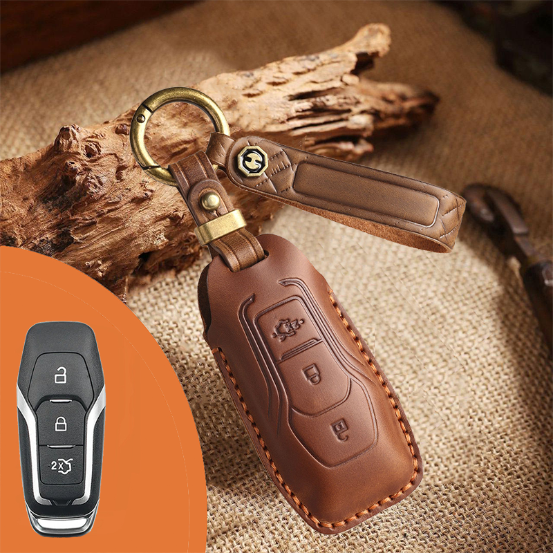 Genuine Leather Key Fob Cover for Ford (3-5 Buttons)