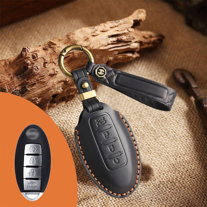 Genuine Leather Key Fob Cover for Nissan (3-5 Button)