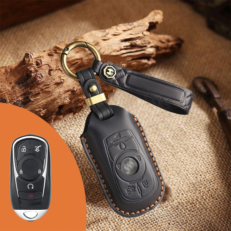 Genuine Leather Key Fob Cover for Buick (3-6 Button)