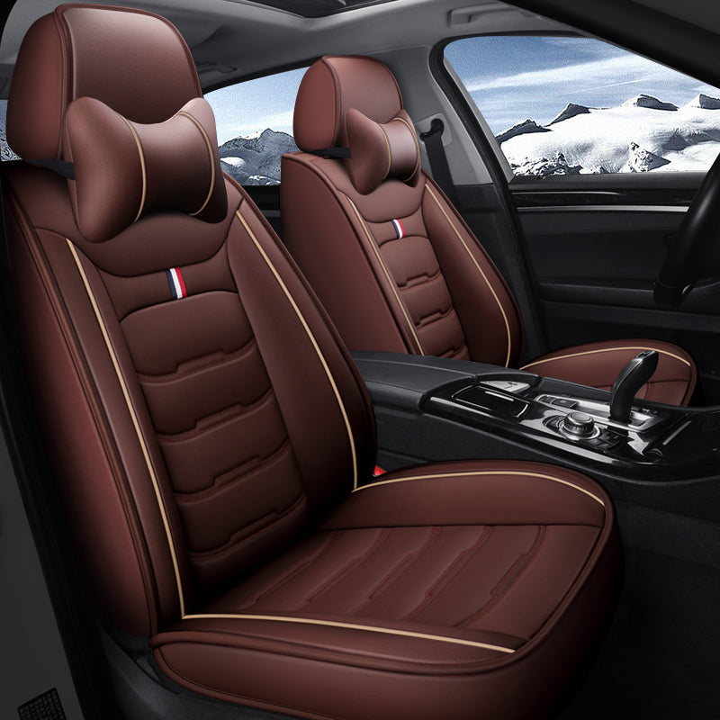 Universal Full Set Leather Car Seat Covers – Water Resistant, Luxury Comfort & All-Season Protection for 5 Seats