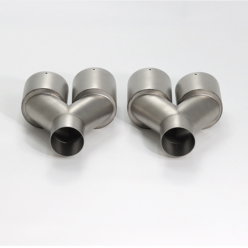 Universal Y-Shaped Dual Outlet Honeycomb Exhaust Tip/ Sandblasted Stainless Steel Muffler