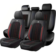 Load image into Gallery viewer, Amancarport Universal Leather Car Seat Covers Full Set - Breathable Leather and Ice Silk Front and Rear Seat Covers