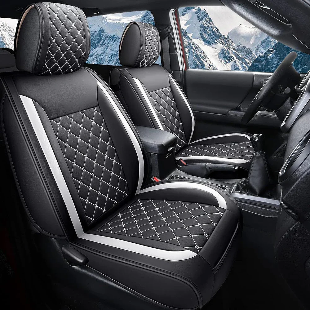 Leather Car Seat Covers Full Set For Chevy Silverado And GMC Sierra Pickup, Custom Fit 1500, 2500HD, 3500HD(2007-2025)