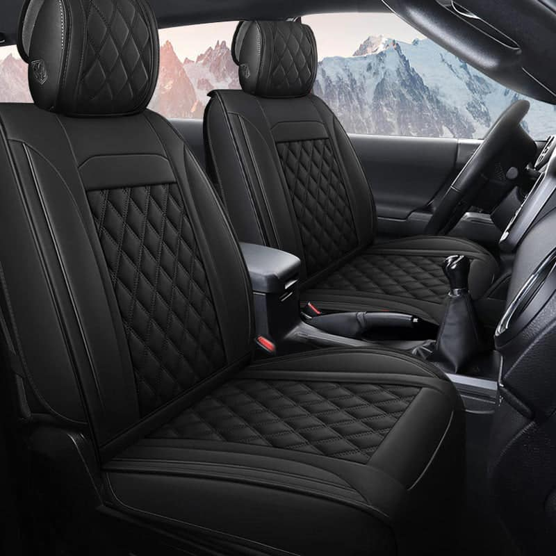 Leather Car Seat Covers Full Set For Chevy Silverado And GMC Sierra Pickup, Custom Fit 1500, 2500HD, 3500HD(2007-2025)