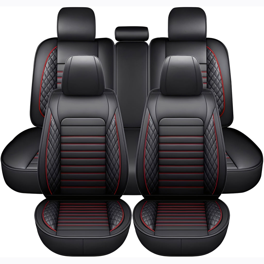 Full Set Car Seat Covers, Universal Leather Seat Covers for Most Cars, SUVs & Trucks – Waterproof Front & Back Protector