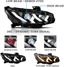 Load image into Gallery viewer, Demon Eye LED Headlights for 2016-2021 Honda Civic 10th Gen Projector Front Lamp Assembly (Pair)