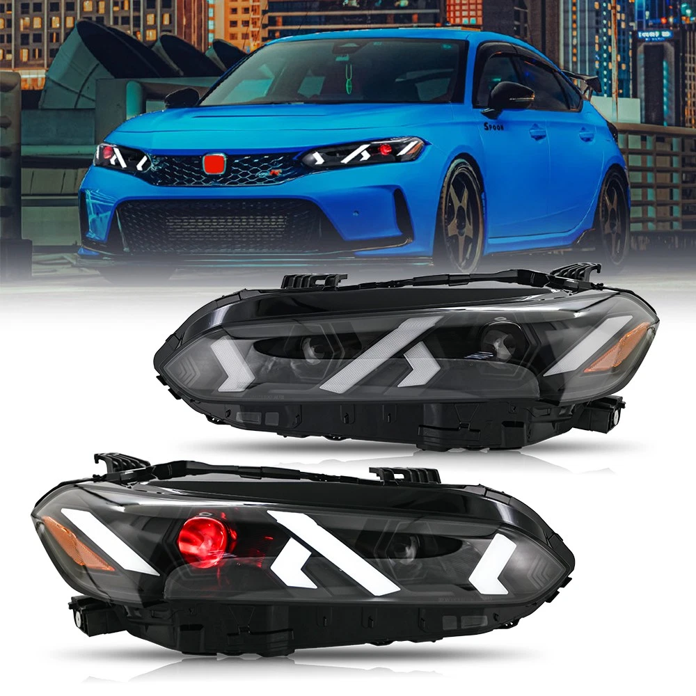 Demon Eye LED Headlights for 2022-2025 Honda Civic 11th Gen Projector Front Lamp Assembly (Pair)