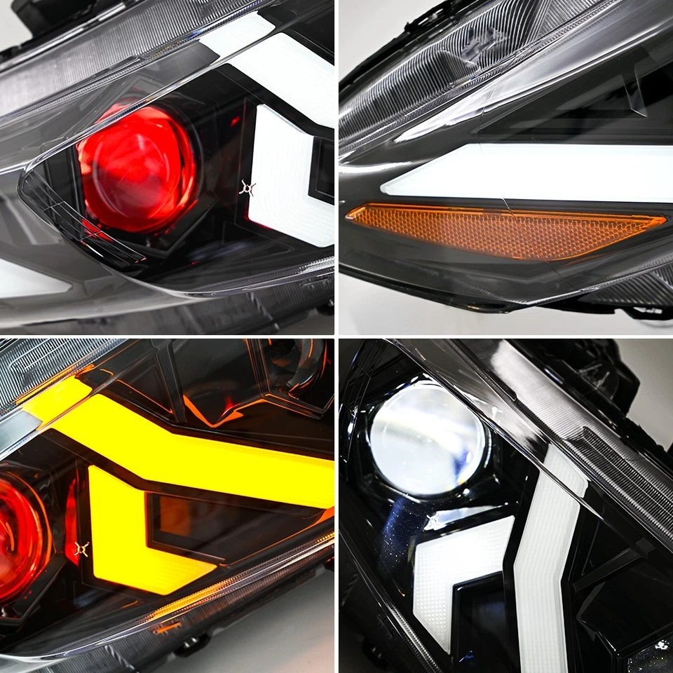 Demon Eye LED Headlights for 2012-2015 Honda Civic 9th Gen Projector Front Lamp Assembly (Pair)