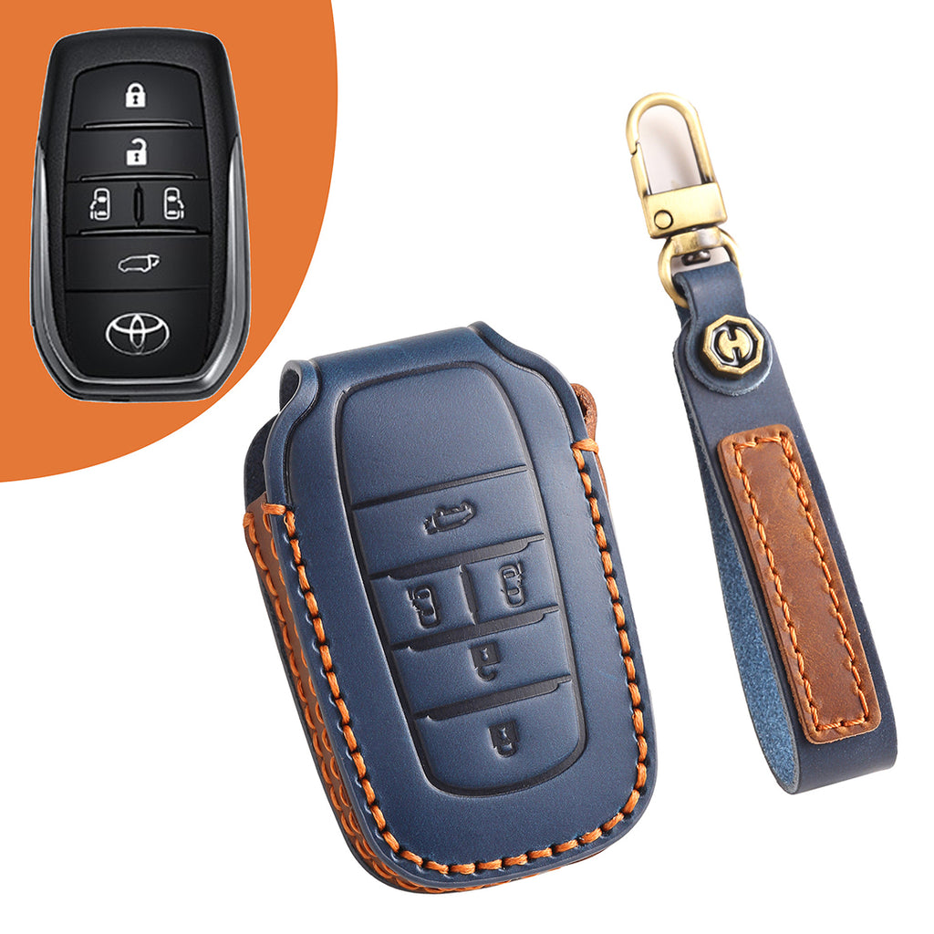 Leather Smart Car Key Cover Case for Toyota Camry, Rav4, Highlander high-end