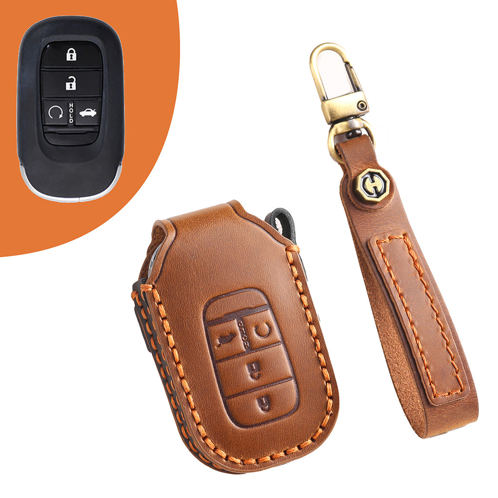 Leather Car Key Covers for Honda Models Accord Civic CR-V HR-V Pilot