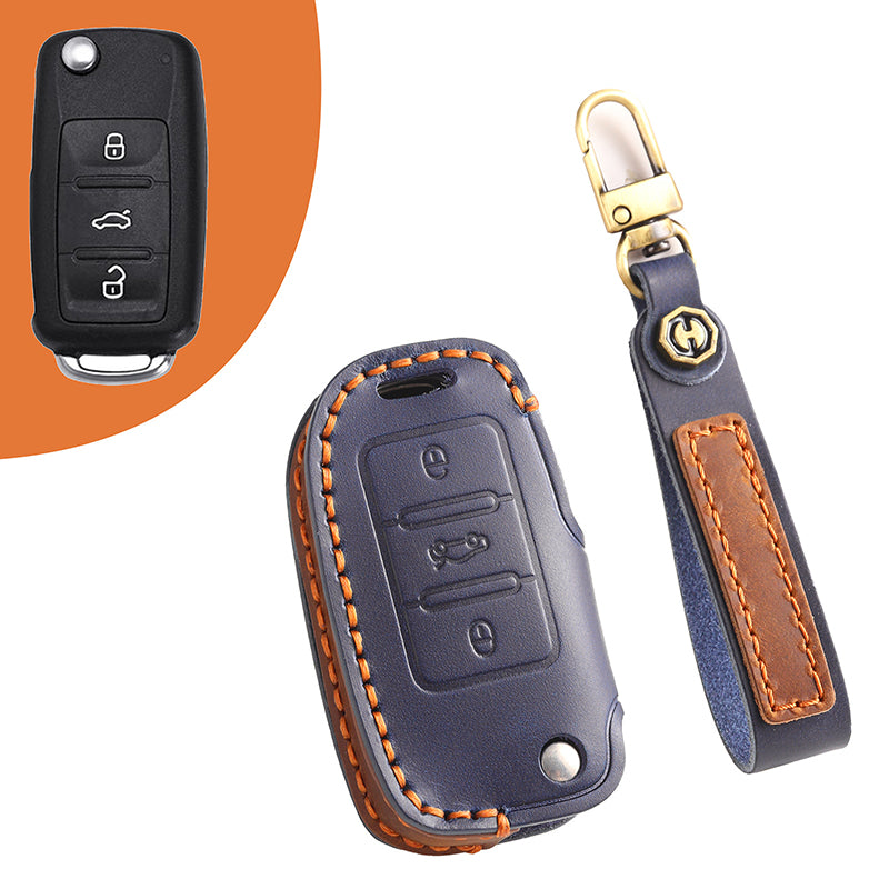 Genuine Leather Key Fob Cover for All 3-Button Volkswagen Key Fobs