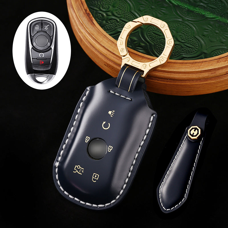 Genuine Cowhide Leather Key Fob Cover for Buick, Car Key Shell Case, Keychain Protector, Fits 3-7 Button Buick Key Fobs