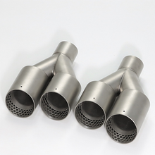 Load image into Gallery viewer, Universal Y-Shaped Dual Outlet Honeycomb Exhaust Tip/ Sandblasted Stainless Steel Muffler