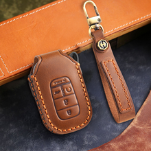 Load image into Gallery viewer, Genuine Leather Key Fob Cover for Honda Accord, Civic, CR-V, HR-V, and Pilot Models