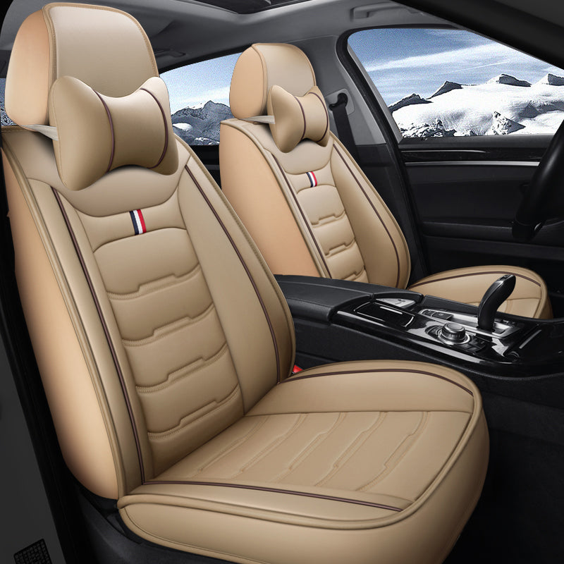 Universal Full Set Leather Car Seat Covers – Water Resistant, Luxury Comfort & All-Season Protection for 5 Seats