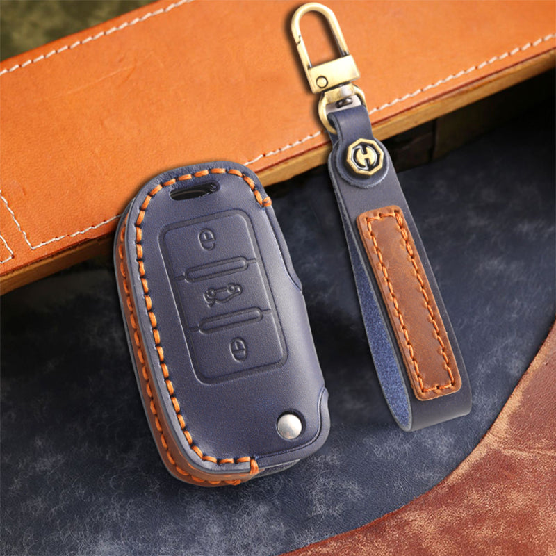 Genuine Leather Key Fob Cover for All 3-Button Volkswagen Key Fobs