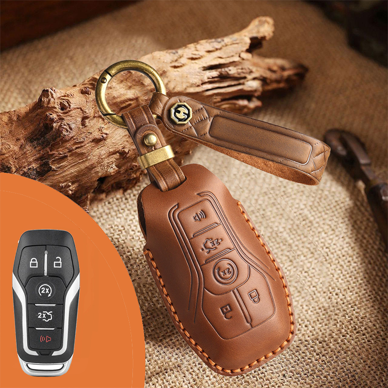 Genuine Leather Key Fob Cover for Ford (3-5 Buttons)