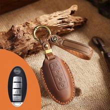 Load image into Gallery viewer, Genuine Leather Key Fob Cover for Nissan (3-5 Button)