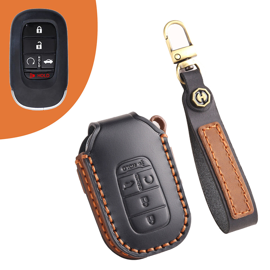 Leather Car Key Covers for Honda Models Accord Civic CR-V HR-V Pilot