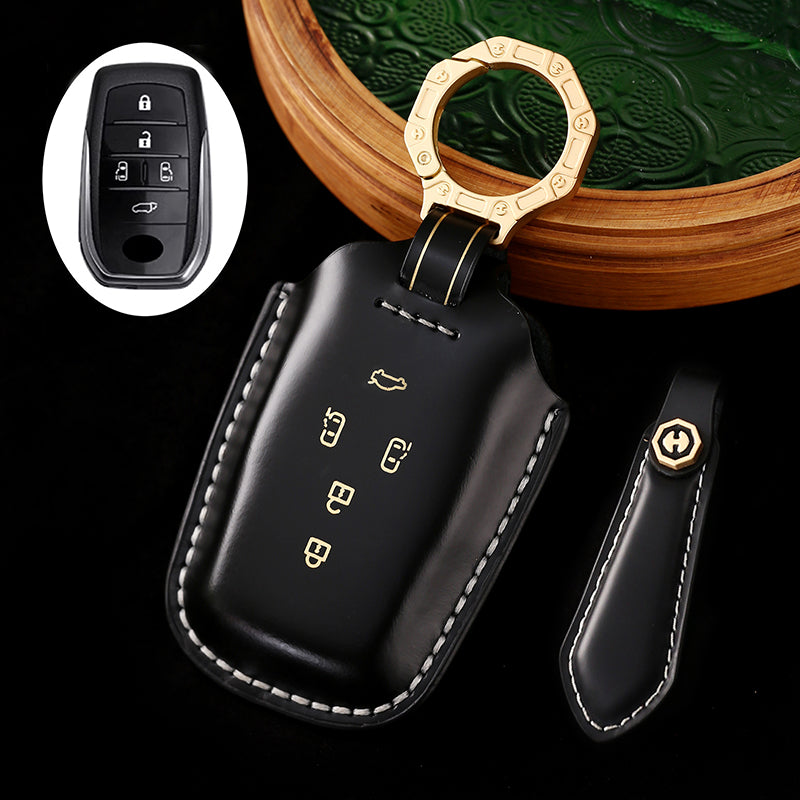 High-End Leather Key Cover with Gift Box, Suitable for Toyota Highlander, Alphard, Previa, and Vellfire