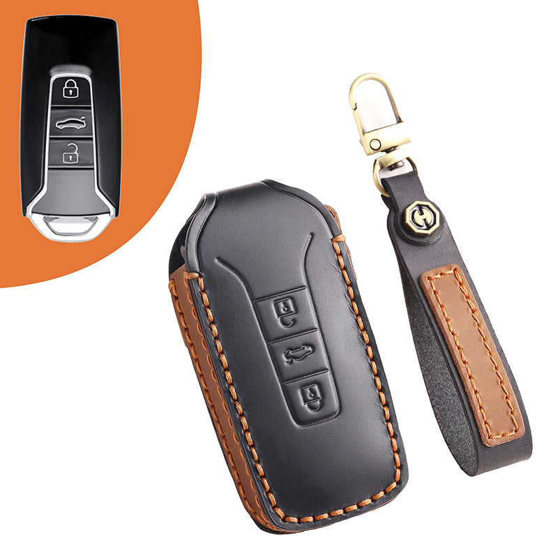 Genuine Leather Key Fob Cover for All 3-Button Volkswagen Key Fobs