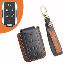 Load image into Gallery viewer, Genuine Leather Key Fob Cover for Chevrolet Colorado, Silverado &amp; GMC Pickup (3-6 Buttons)