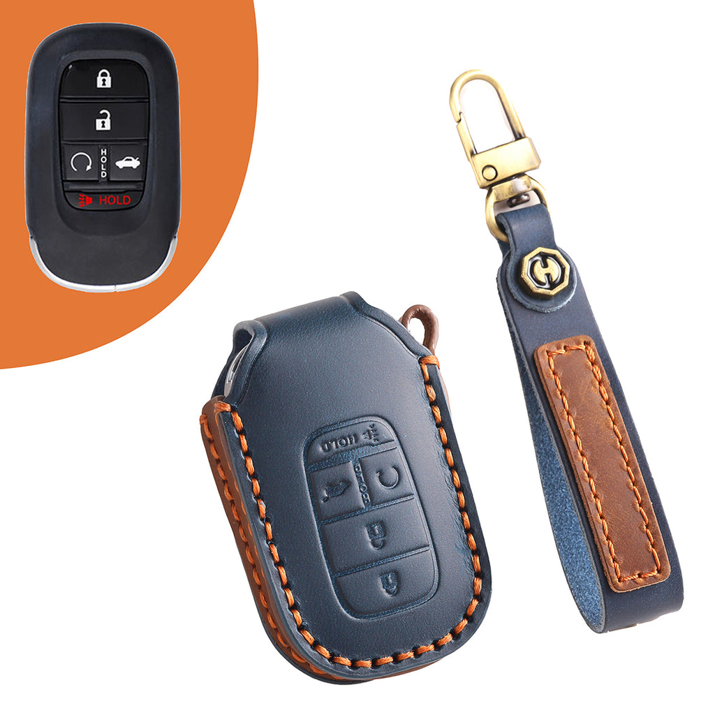 Leather Car Key Covers for Honda Models Accord Civic CR-V HR-V Pilot