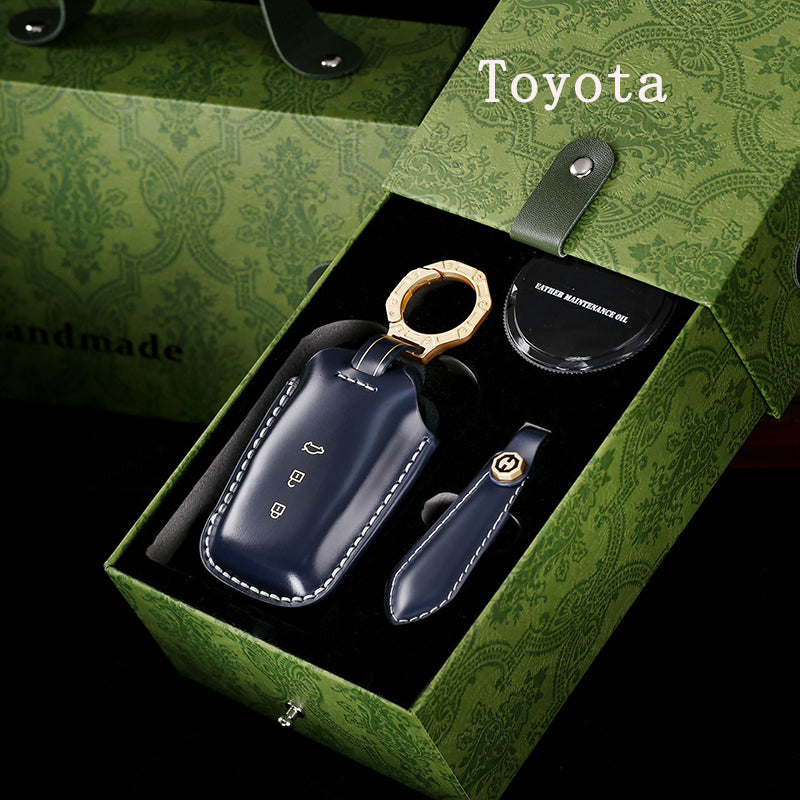 High-End Leather Key Cover with Gift Box, Suitable for Toyota Highlander, Alphard, Previa, and Vellfire