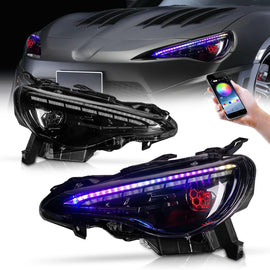 LED Headlights for 2012–2021 Toyota 86, Subaru BRZ, Scion FR-S – RGB DRL, Sequential Turn Signals, Plug & Play Pair
