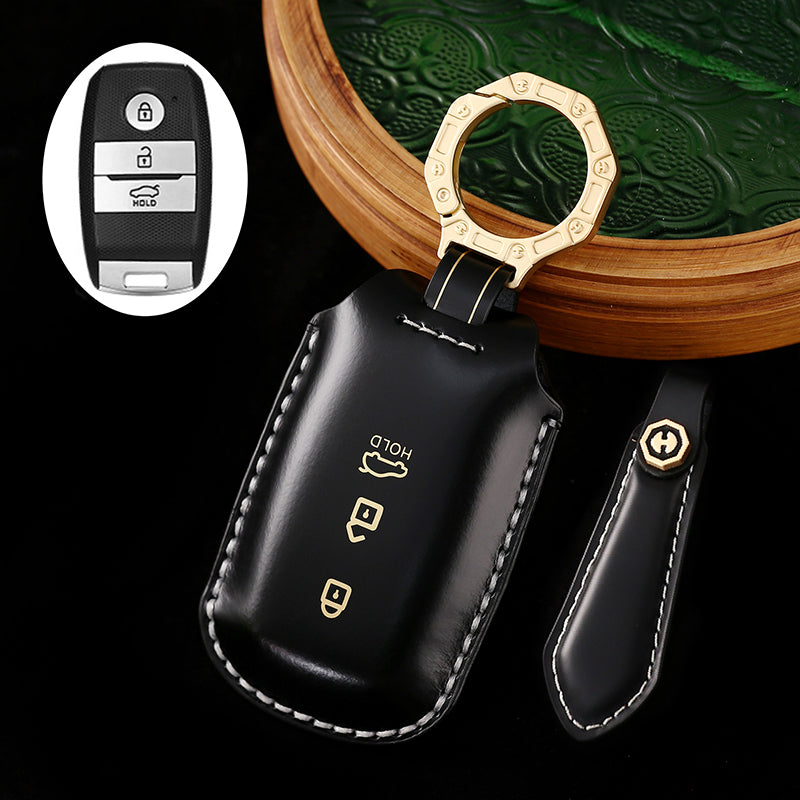 Leather Key Fob Case for KIA K3, KX3, Sorento, Forte – 3-Button Key Holder Keychain Case Accessories