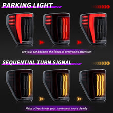 Load image into Gallery viewer, LED Tail Lights for 2021–2024 Ford F-150 – Sequential Turn Signals, Plug &amp; Play Pair